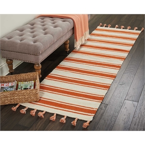 Nourison Solano Runner Wool Cotton and Polyester Area Rug in Ivory/Orange