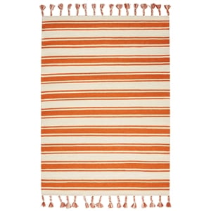 Nourison Solano Rectangle Wool Cotton and Polyester Area Rug in Ivory/Orange