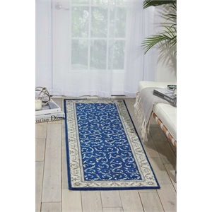 Nourison Somerset Rectangle Traditional Polyester Acrylic Area Rug in Navy
