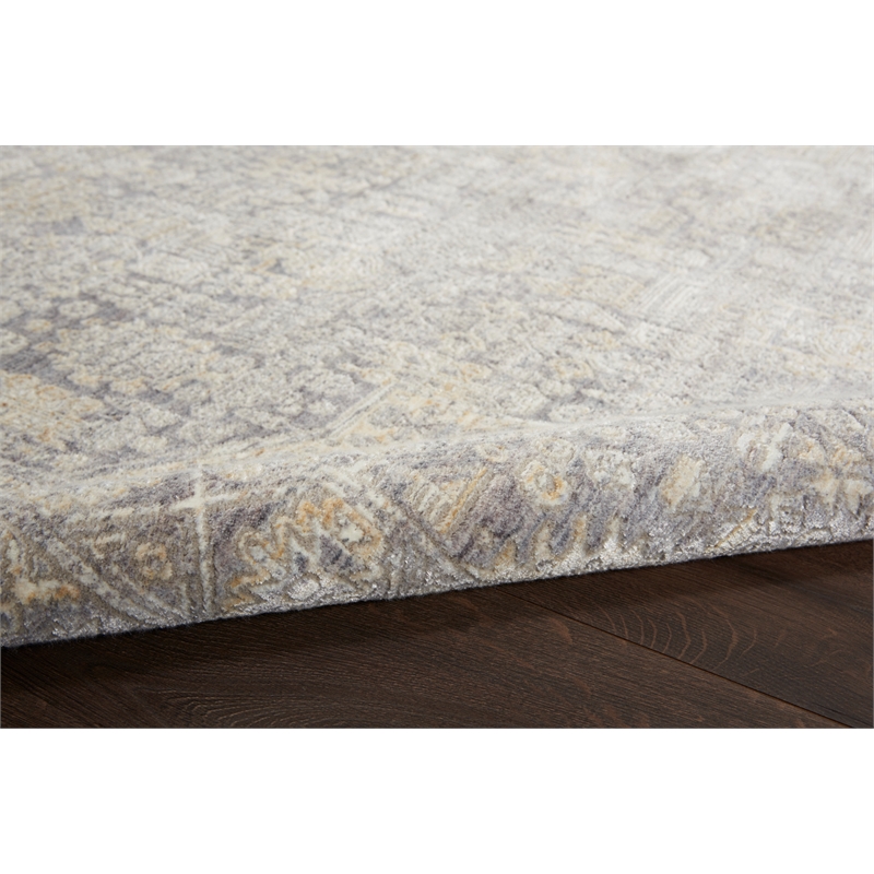 Nourison Silken Weave Rectangle Luxcelle Polyester Area Rug in Gray/Beige