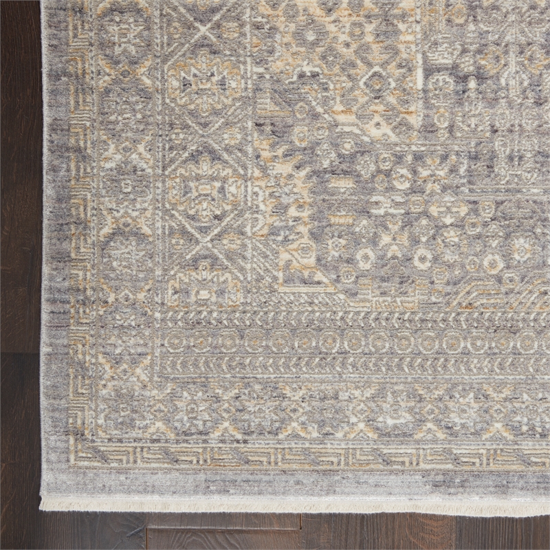 Nourison Silken Weave Rectangle Luxcelle Polyester Area Rug in Gray/Beige
