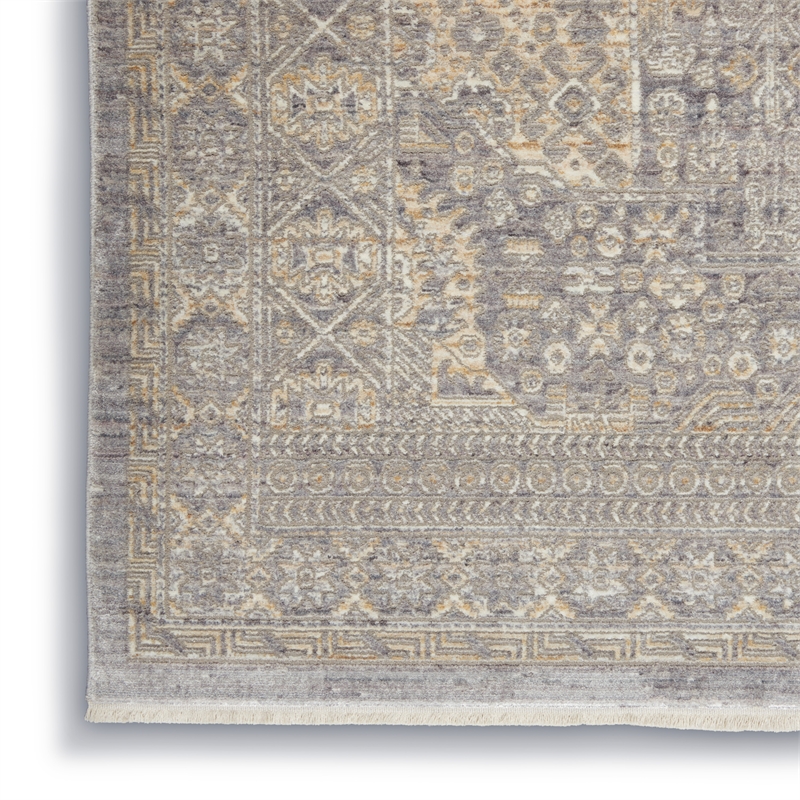 Nourison Silken Weave Rectangle Luxcelle Polyester Area Rug in Gray/Beige