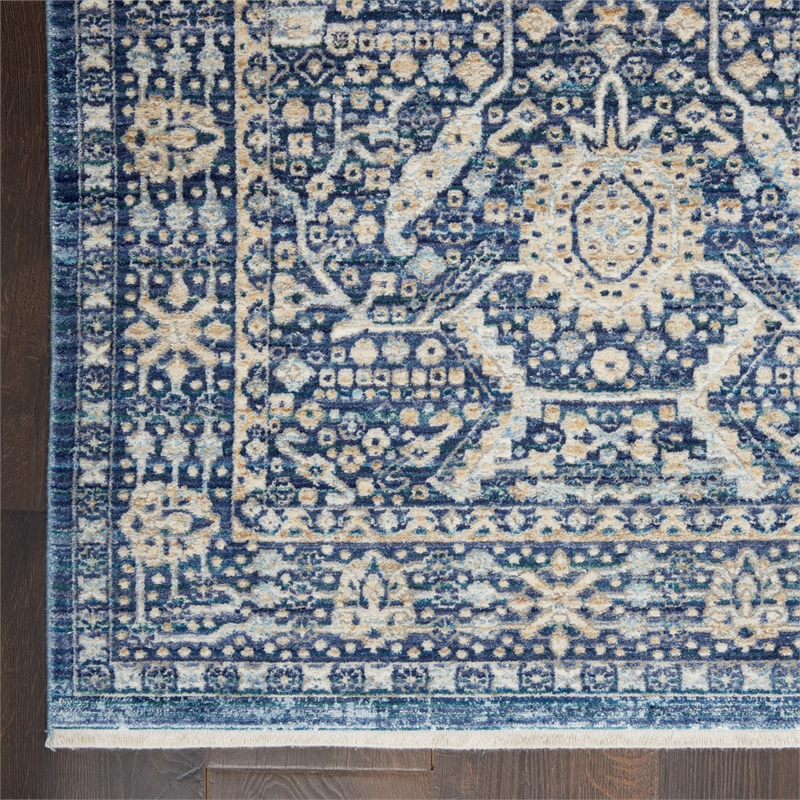 Nourison Silken Weave Rectangle Luxcelle Polyester Area Rug in Blue