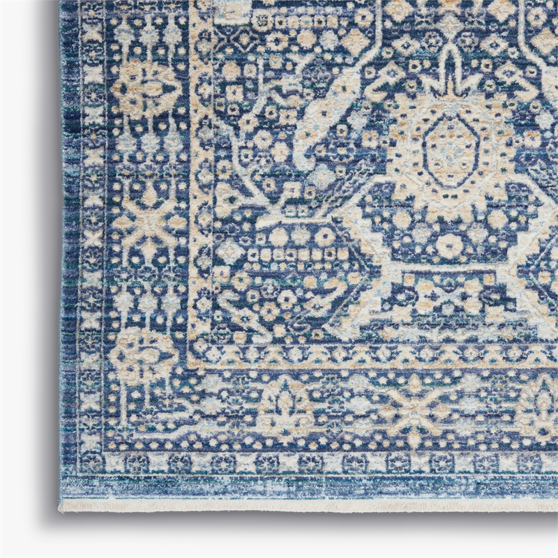 Nourison Silken Weave Rectangle Luxcelle Polyester Area Rug in Blue