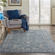 Nourison Silken Weave Rectangle Luxcelle Polyester Area Rug in Blue