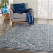 Nourison Silken Weave Rectangle Luxcelle Polyester Area Rug in Blue
