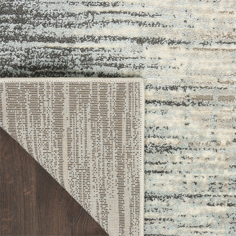 Nourison Soma Rectangle Contemporary Polyester Area Rug in Teal/Gray