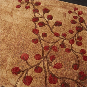 Nourison Somerset 79x79&quot Square Fabric Floral Area Rug in Latte/Brown