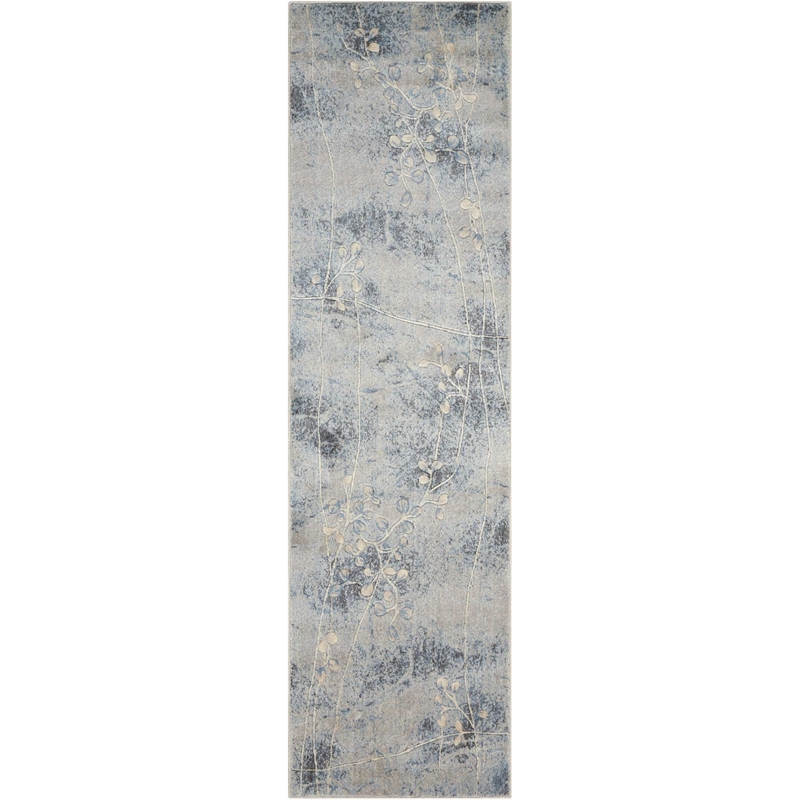 Nourison Somerset 6' Runner Gray and Blue Fabric Bohemian Area Rug (6' Runner)