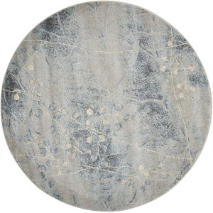 Nourison Somerset 6' x Round Gray and Blue Fabric Bohemian Area Rug (6' Round)