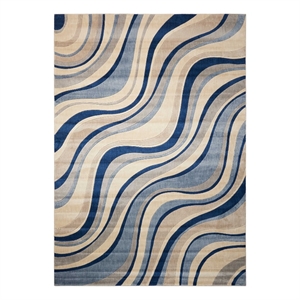 Nourison Somerset 24x33&quot Rectangle Contemporary Fabric Area Rug in Ivory/Blue