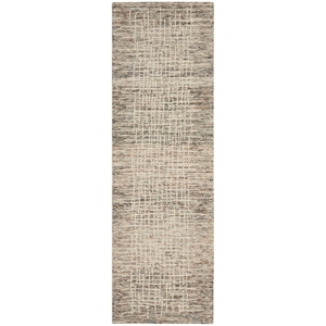 Nourison Vail 27x90&quot Runner Contemporary Wool Area Rug in Ivory Finish