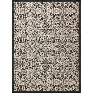 Nourison Caribbean 9' 3&quot x 12' 9&quot Rectangle Fabric Area Rug in Ivory/Charcoal