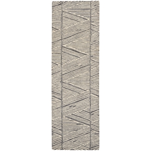 Nourison Vail 27x90&quot Runner Contemporary Wool Area Rug in Gray/White