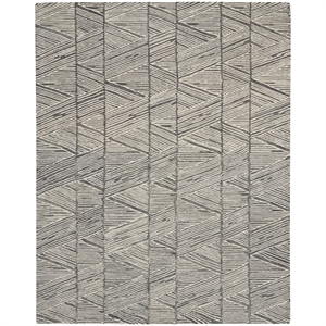 Nourison Vail 93x117&quot Rectangle Contemporary Wool Area Rug in Gray/White
