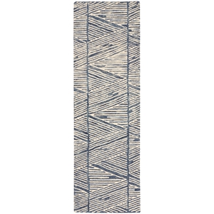 Nourison Vail 27x90&quot Runner Contemporary Wool Area Rug in Blue/White