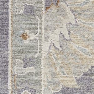Nourison Asher 111x151&quot Rectangle Traditional Fabric Area Rug - Charcoal/Blue