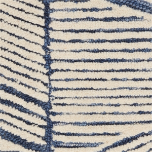 Nourison Vail 63x87&quot Rectangle Contemporary Wool Area Rug in Blue/White
