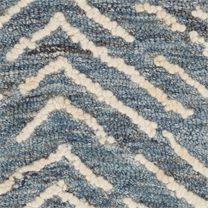 Nourison Vail 63x87&quot Rectangle Contemporary Wool Area Rug in Navy/Ivory