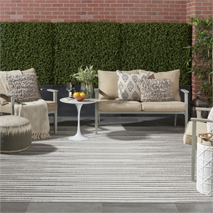 Nourison Calobra 106x142&quot Rectangle Contemporary Fabric Area Rug in Light Gray