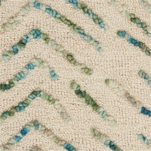 Nourison Vail 45x69&quot Rectangle Contemporary Wool Area Rug in Ivory/Green