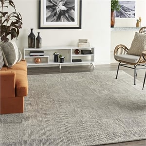 Nourison Vail 99x138&quot Rectangle Contemporary Wool Area Rug in Ivory