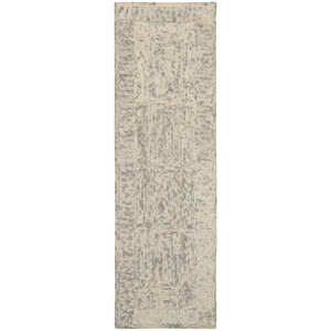 Nourison Vail 27x90&quot Runner Contemporary Wool Area Rug in Gray/Ivory