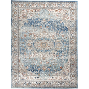 Nourison Concerto 120x168&quot Rectangle Traditional Fabric Area Rug in Ivory/Blue