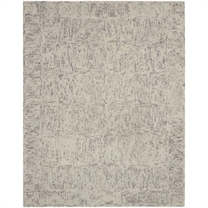 Nourison Vail 99x138&quot Rectangle Contemporary Wool Area Rug in Gray/Ivory