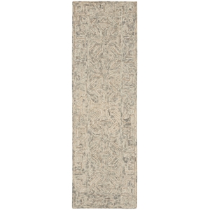 Nourison Vail 27x90&quot Runner Contemporary Wool Area Rug in Beige/Gray