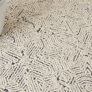 Nourison Vail 45x69&quot Rectangle Contemporary Wool Area Rug in Ivory/Navy