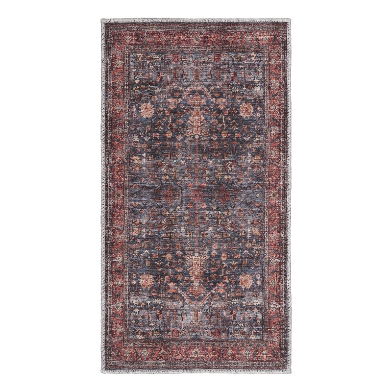 Nourison Washable Brilliance 2' x 4' Navy/Brick Vintage Indoor Rug Polyester