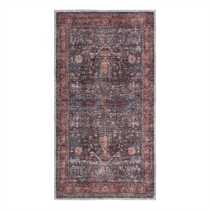 Nourison Washable Brilliance 2' x 4' Navy/Brick Vintage Indoor Rug Polyester