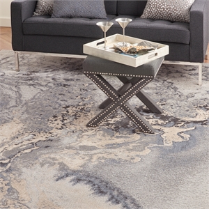 Nourison Maxell 111x153&quot Rectangle Contemporary Fabric Area Rug in Gray/Beige
