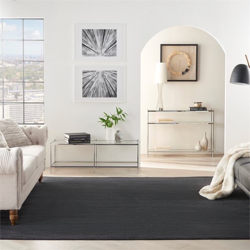 Nourison Nourison Essentials 9' x Square Black Fabric Outdoor Rug