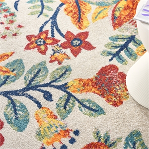 Nourison Allur 108x144&quot Rectangle Contemporary Fabric Area Rug in Ivory