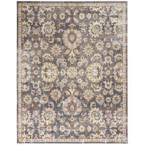 Nourison Juniper 108x144&quot Rectangle Transitional Fabric Area Rug in Charcoal