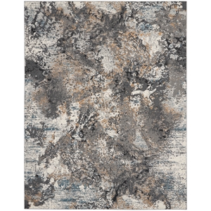 Nourison Ludlow 108x144&quot Rectangle Contemporary Fabric Area Rug in Beige/Gray