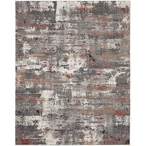 Nourison Ludlow 108x144&quot Rectangle Contemporary Fabric Area Rug in Ivory/Gray