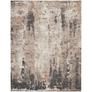 Nourison Ludlow 108x144&quot Rectangle Contemporary Fabric Area Rug in Charcoal/Gray