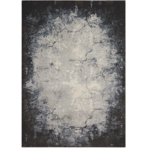 Nourison Maxell 111x153&quot Rectangle Contemporary Fabric Area Rug - Ivory/Gray