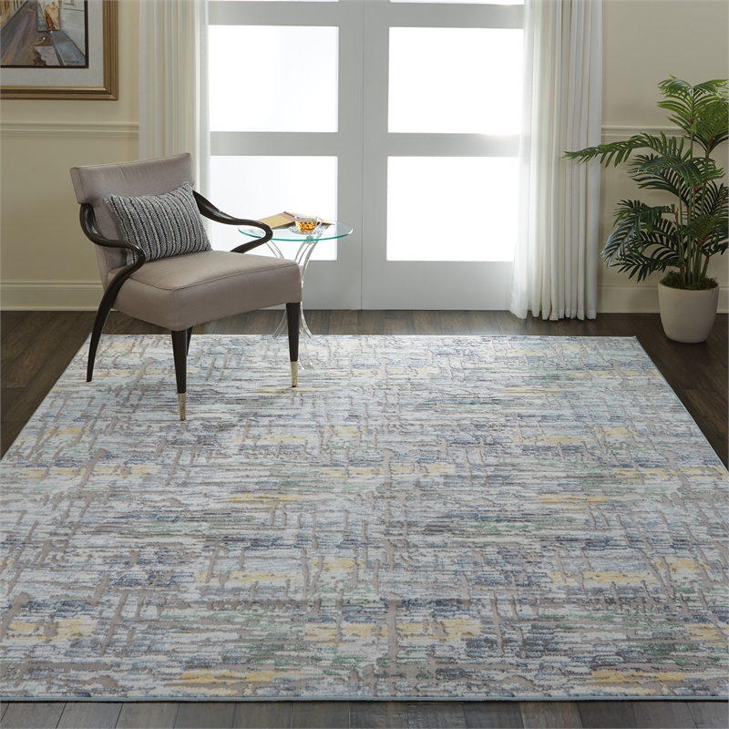 nourison urban chic 108x144&quot rectangle fabric area rug in multi-color