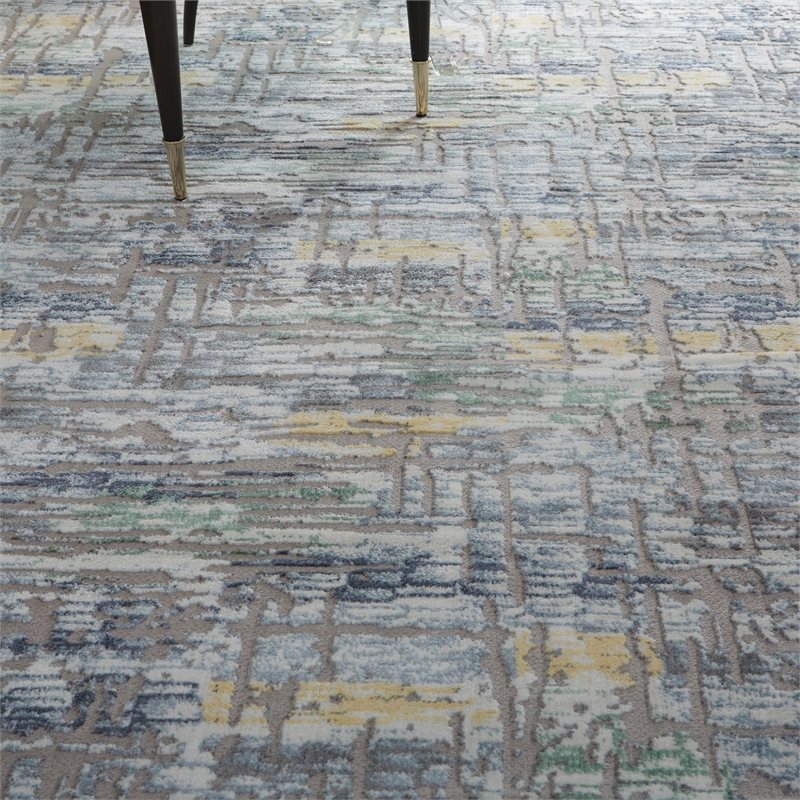 nourison urban chic 108x144&quot rectangle fabric area rug in multi-color