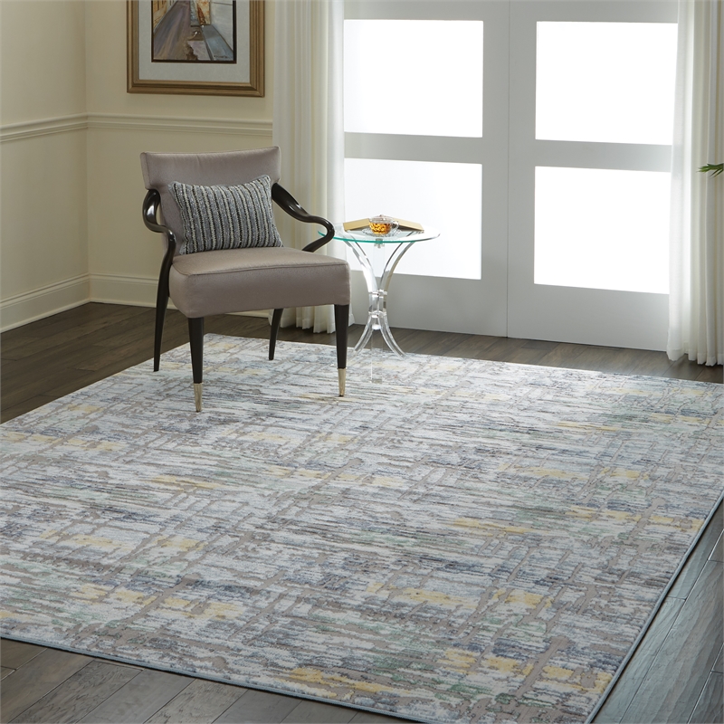 nourison urban chic 108x144&quot rectangle fabric area rug in multi-color