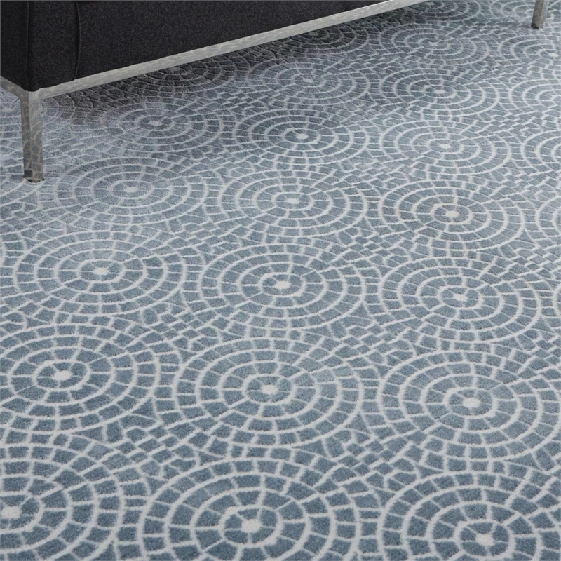 nourison urban chic 108x144&quot rectangle fabric area rug in light blue