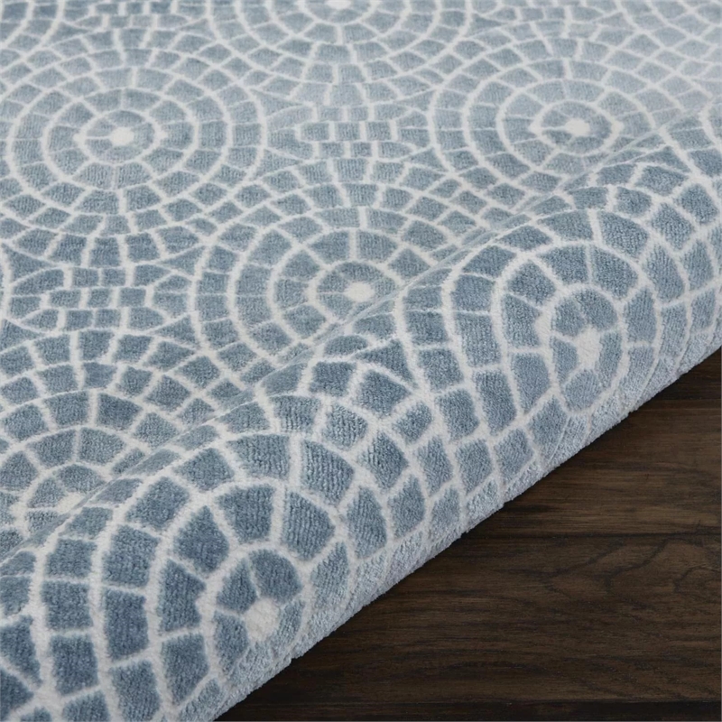 nourison urban chic 108x144&quot rectangle fabric area rug in light blue