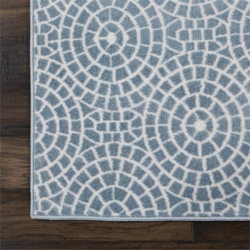 nourison urban chic 108x144&quot rectangle fabric area rug in light blue