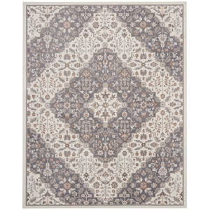 Nourison Elation 108x144&quot Rectangle Traditional Fabric Area Rug in Gray