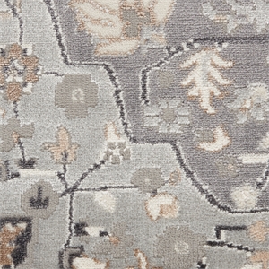 Nourison Elation 108x144&quot Rectangle Traditional Fabric Area Rug in Gray/Beige