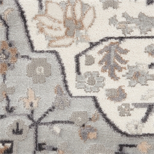 Nourison Elation 108x144&quot Rectangle Fabric Floral Area Rug in Ivory/Gray